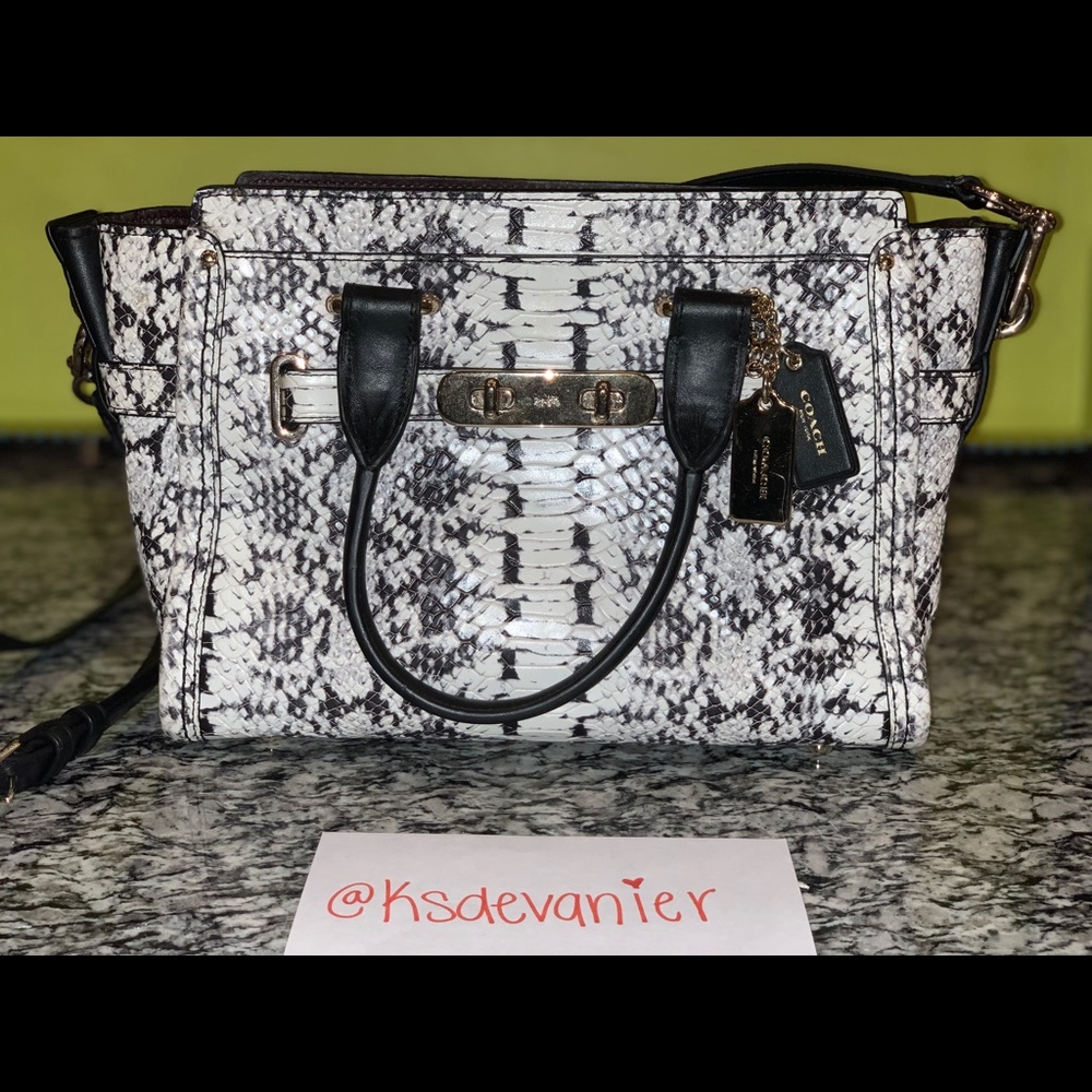Coach Croc Embossed Swagger Shoulder Bag